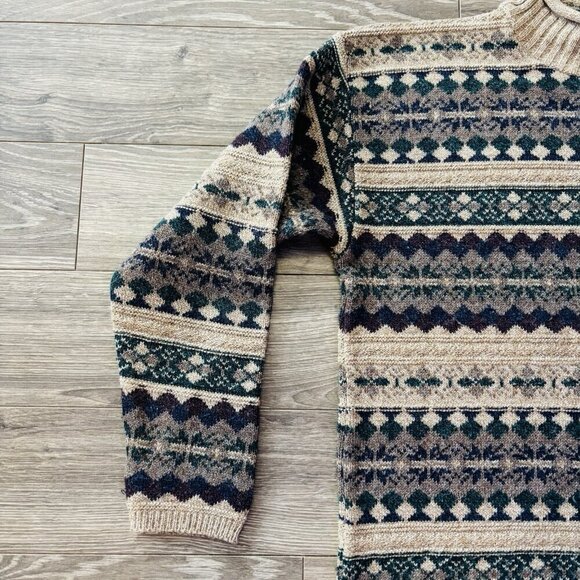 Vintage Ilanco Fair Isle Sweater Womens Small Purple Green Knit Pullover Jumper - Picture 4 of 16